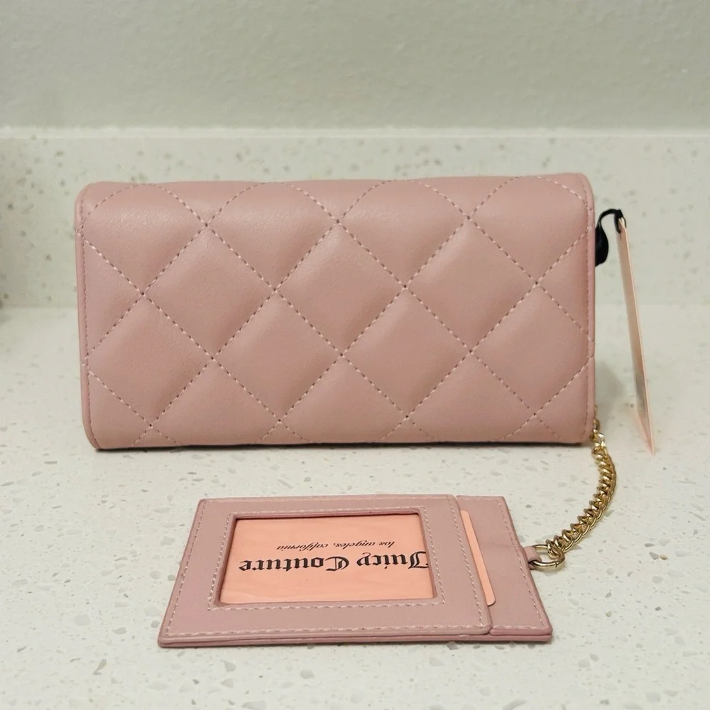 🆕💋 Juicy Couture Girls Only Quilted Flap Clutch Wallet Blush NWT